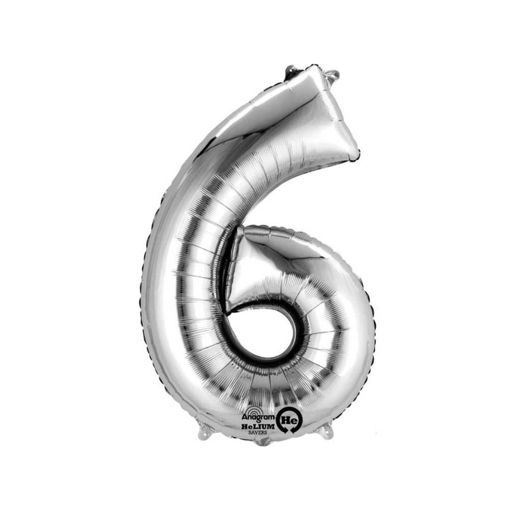 Picture of FOIL BALLOON NUMBER 6 SILVER 34 INCH